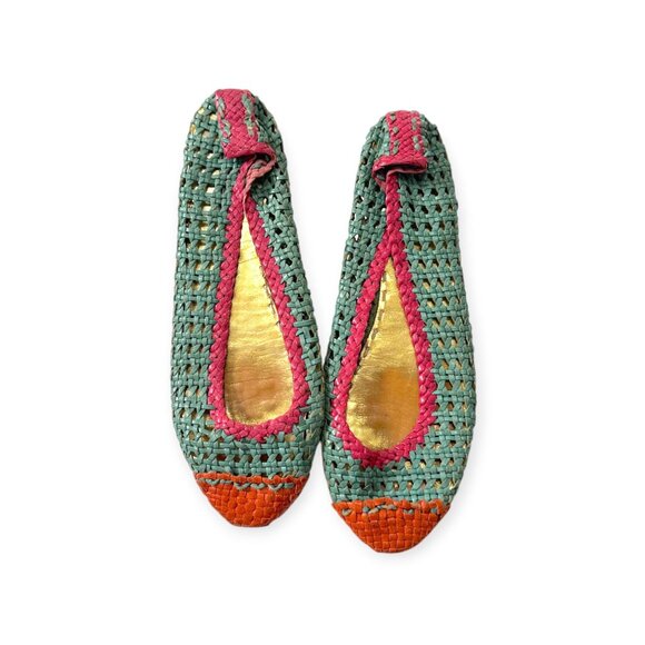 Prada Round Toe Multicolor Woven Leather ballerinas Flats, Size 39  EU - Picture 1 of 10